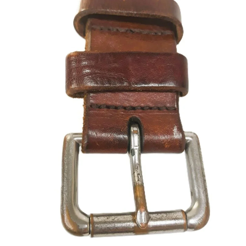 Polo Ralph Lauren Men's Brown Leather Belt 44 Silver Buckle Patina Distressed